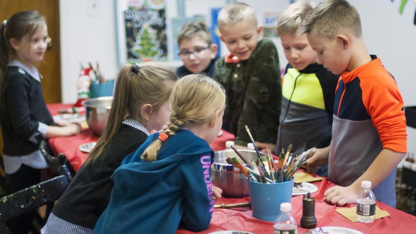 Kids at the Rustic Square Art Studio