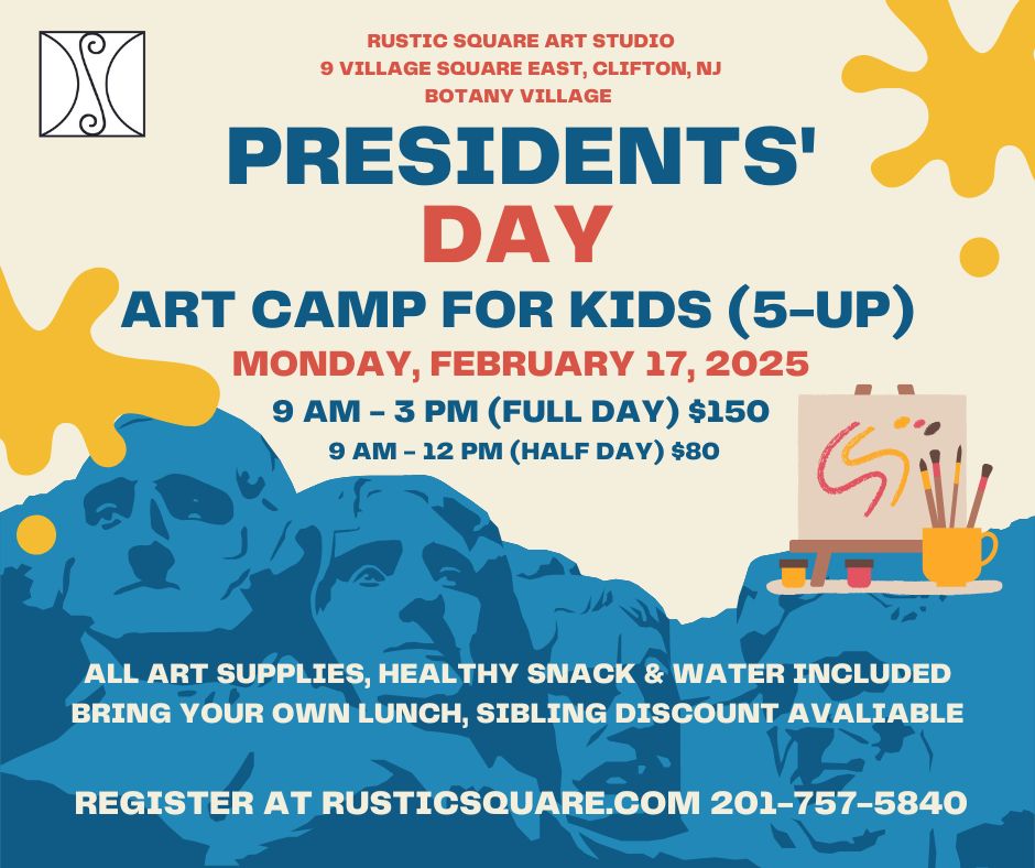 Presidents' Day Art Camp for Kids 5-Up - Monday, February 17, 2025, 9:00 am - 12:00 pm, half day, $80