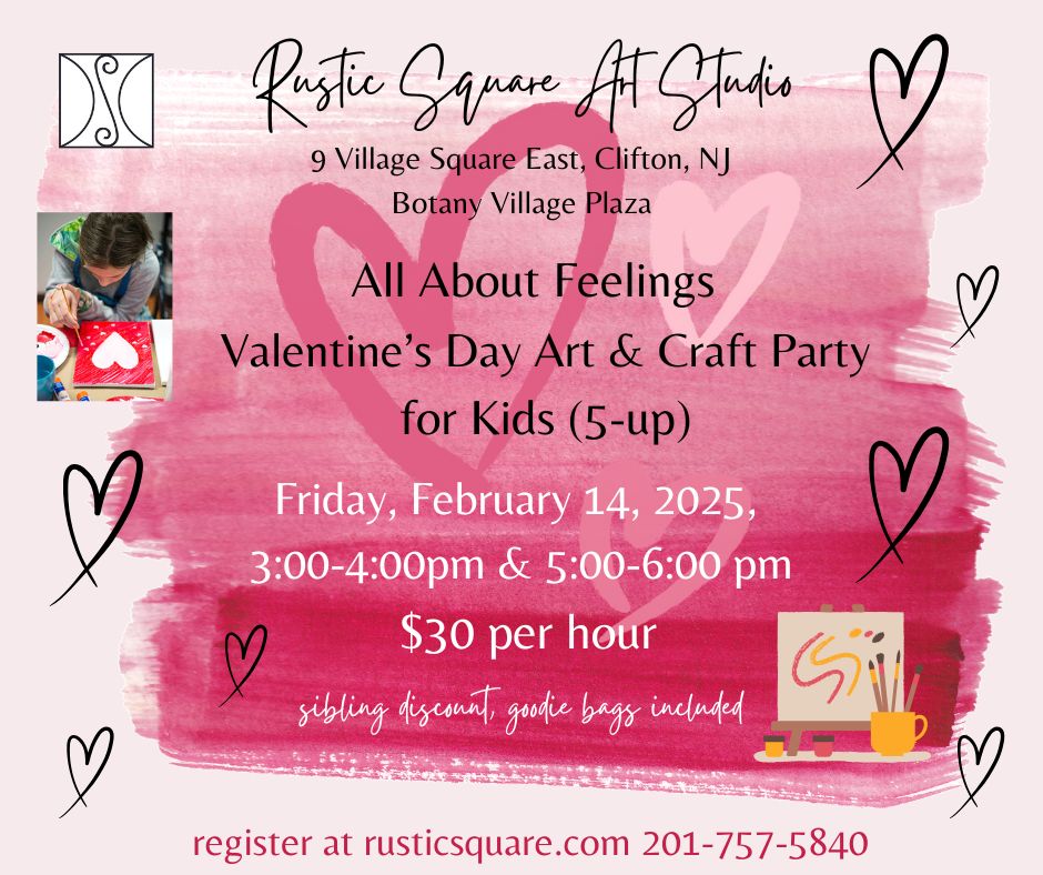 All About Feelings - Valentine's Day Art & Craft Party for Kids (5-up) - Friday, February 14, 2025, 5-6 pm, $30