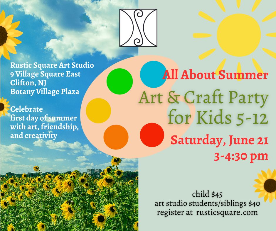 All About Summer - Art & Craft Party for Kids (5-12), Saturday, June 21, 2025, 3:00 pm - 4:30 pm, $ 45