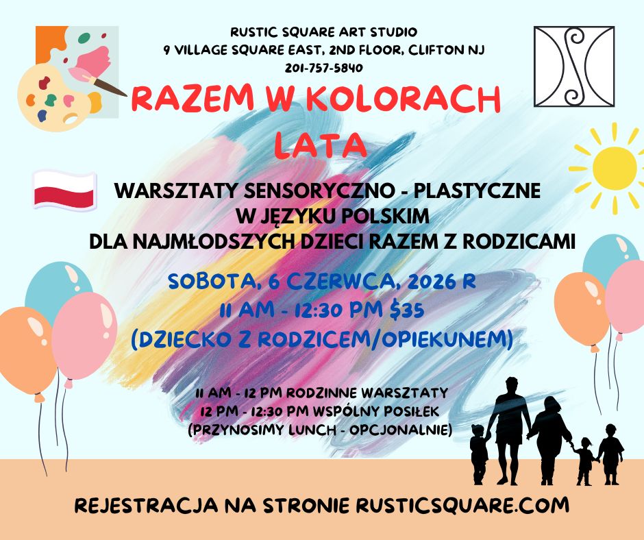 Razem w kolorach lata, warsztaty sensoryczno-plastyczne dla najmłodszych Dzieci z Rodzicami (in Polish) - Saturday, June 6, 2026, 11am- 12:30pm, $35 (child+adult)